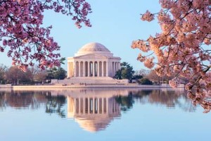 Warm colors at sunrise Jefferson Memorial