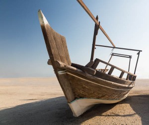 Dhow in dusty desert