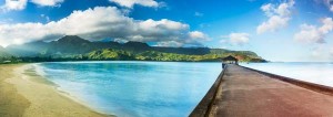 Panorama of Hanalei Pier and Bay