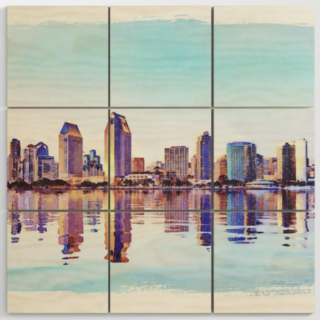 Recent sale on Society6 of a wood wall art print of San Diego