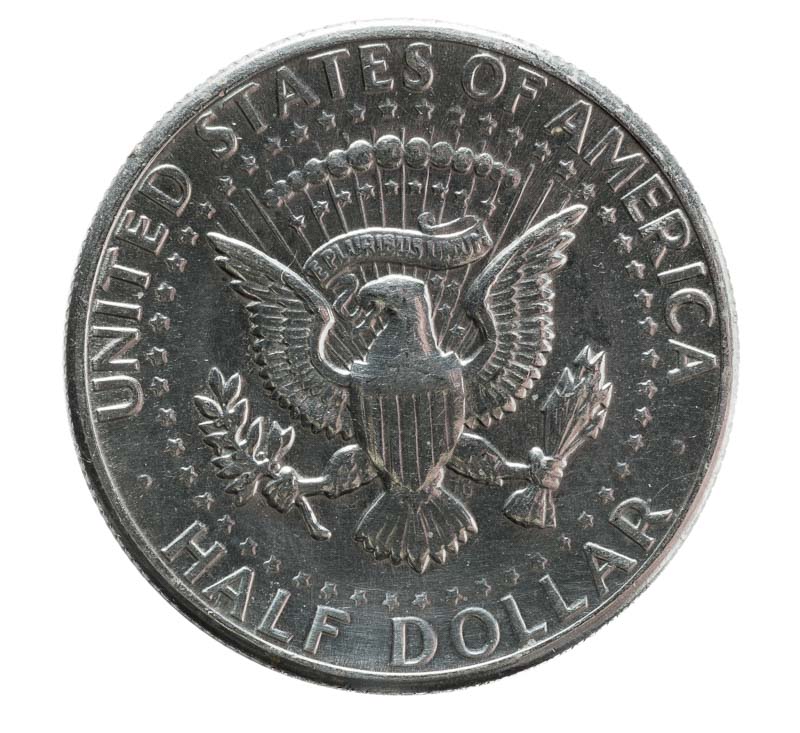 Half dollar coin isolated against white