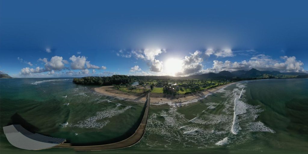 Stitched panorama for 360 degree image around Hanalei bay