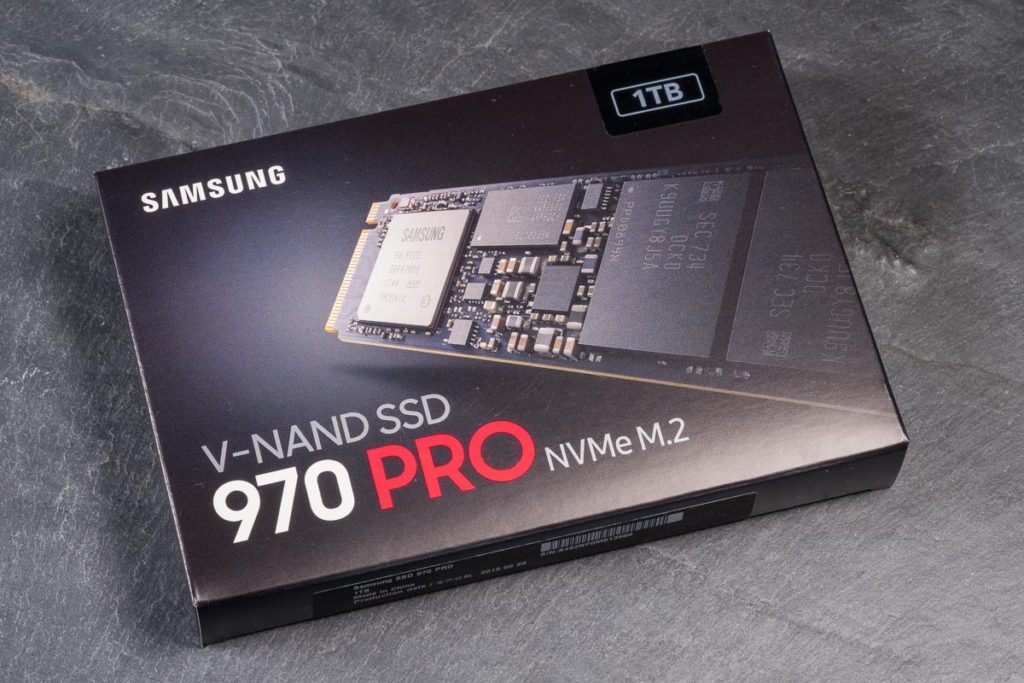 Stock photo of the box for a new Samsung 970 Pro M.2 card