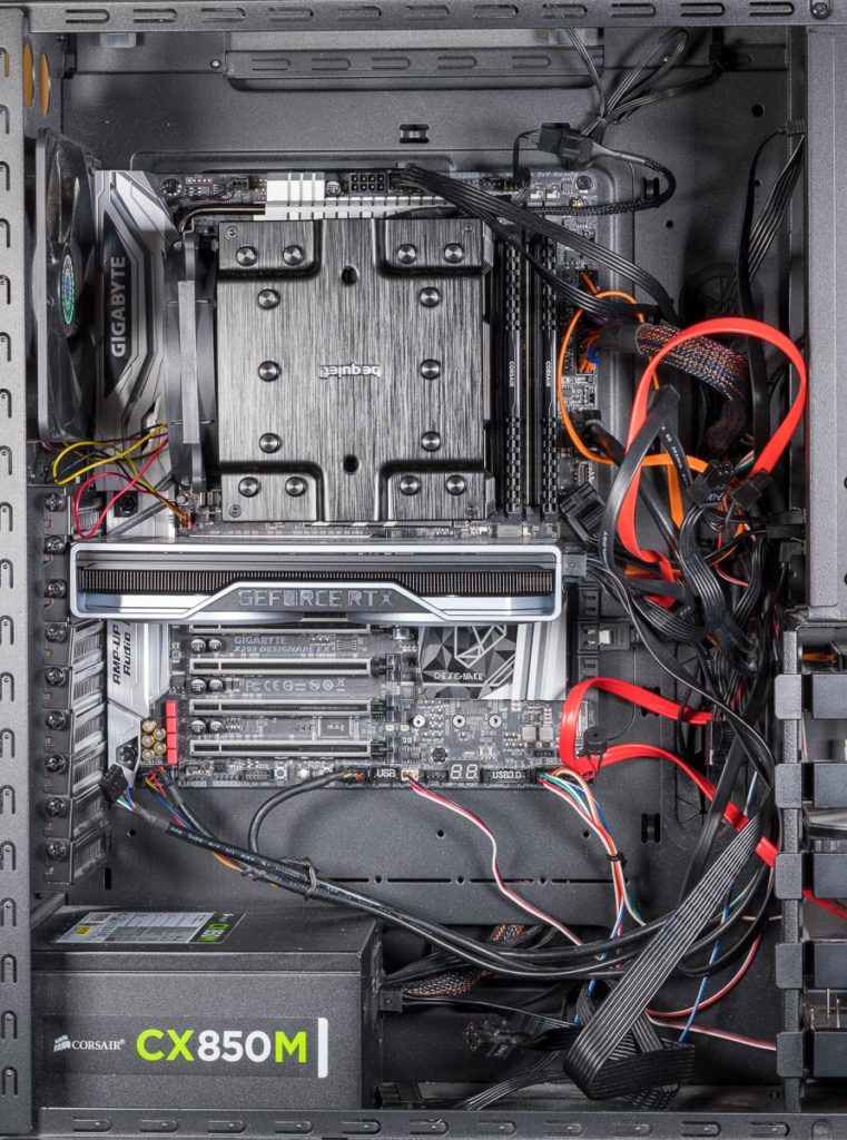 inside a new PC build for stock photography and video production