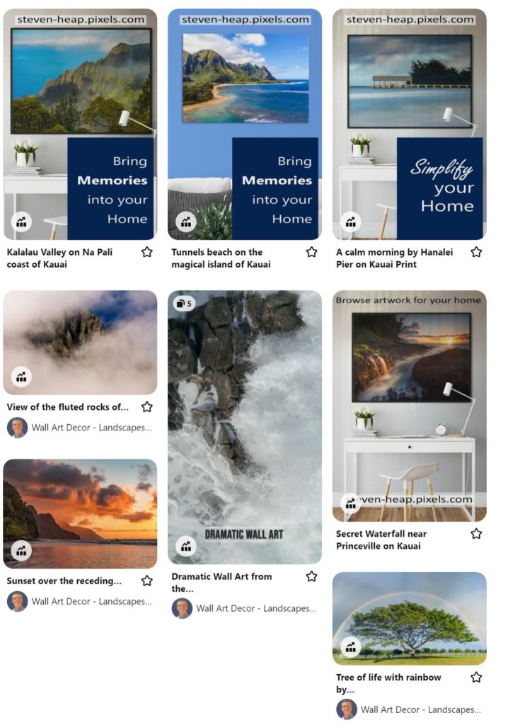 Pinterest pins created in Photoshop using templates