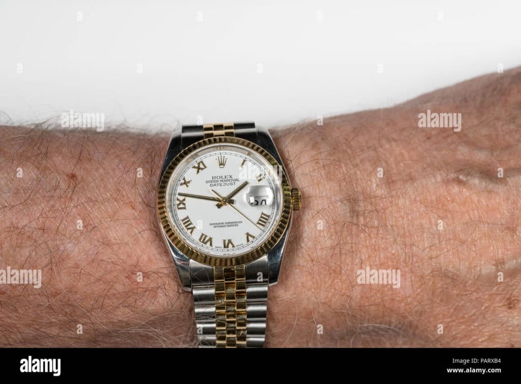 Rolex watch on an elderly man's arm