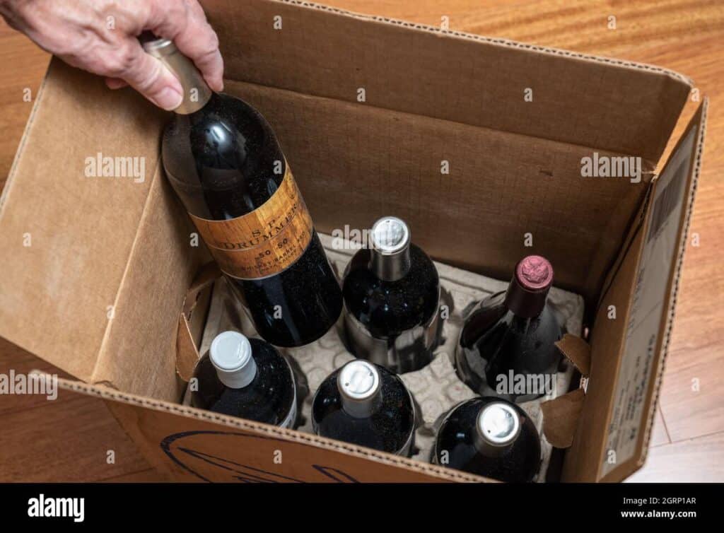 Stock photo of fine wines being delivered by Naked Wines in the USA