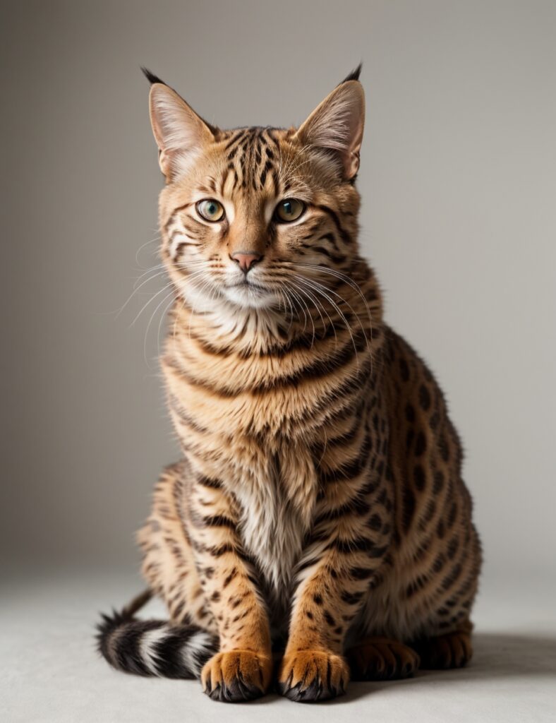 Bengal cat sitting and looking lonesome