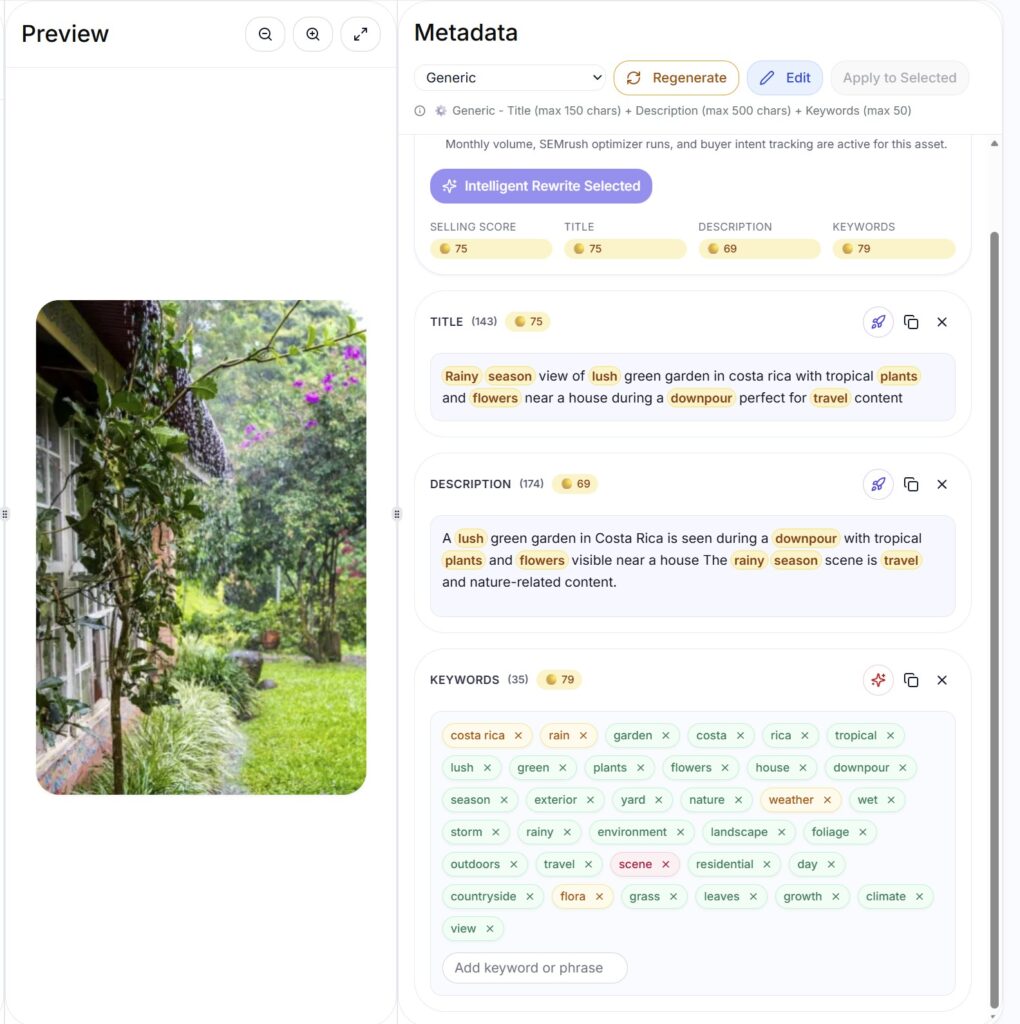 The Cyberstock results page. The scores are intended to show how likely this is to sell.