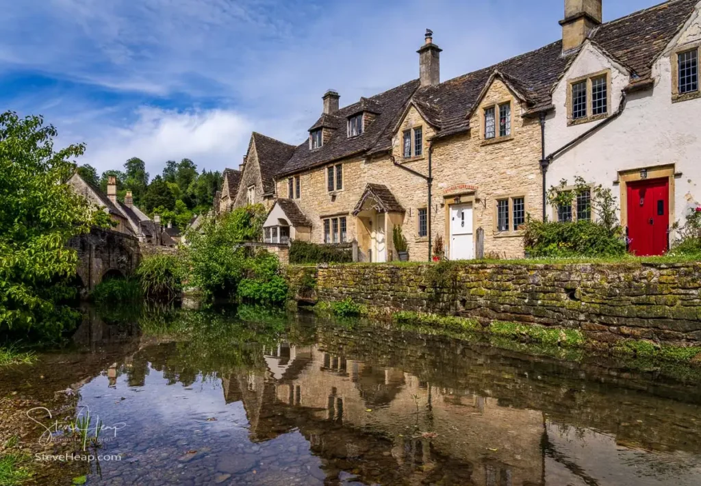 Wiltshire village of Castle Combe on sunny afternoon