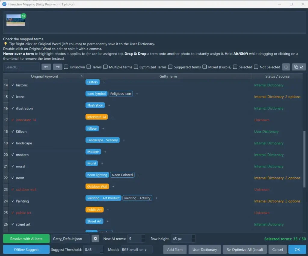 Getty controlled keywords optimizer